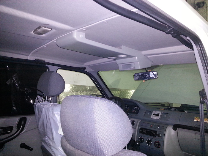 Консоль потолочная для установки р/c УАЗ Патриот 2007-2013, без выреза под р/c, серая.jpg