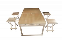 Алюминиевый складной туристический столик в комплекте с четырьмя табуретами (отдельными)
